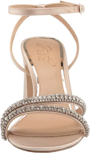 Vista 2 de Jewel Badgley Mischka Rosa - Sandalia de tacón con correas de piedras preciosas