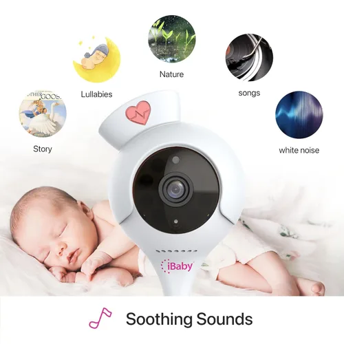 Vista 3 de iBaby Monitor de respiración inteligente para bebés: con cámara y audio, seguimiento de la respiración, el sueño y el movimiento. Monitor de bebé i2
