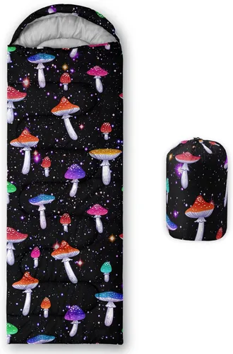 Vista 22 de Saco de dormir para adultos y niños, saco de dormir para mochileros, camping, para niñas, niños, ligero, impermeable, para clima frío y cálido, saco