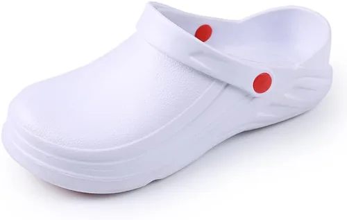 Vista 8 de Zapatos de chef para hombre, antideslizantes, resistentes al aceite, impermeables, zapatos de trabajo de seguridad, cómodos zapatos de enfermería