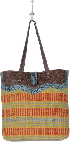 Vista 4 de Myra Bag Bolso tote de cuero occidental para mujer - Lemon Tree, Lemon Tree