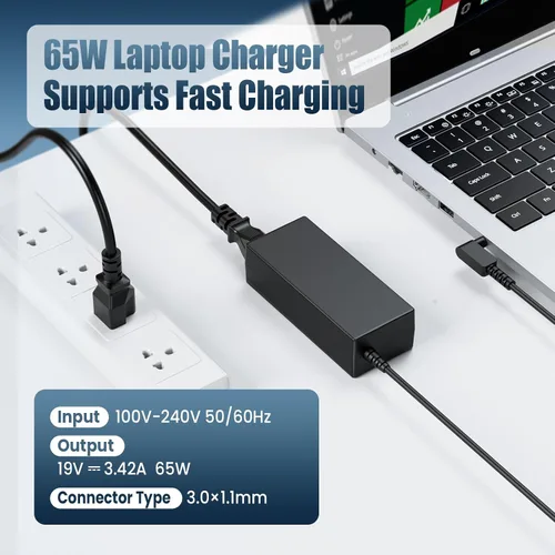 Vista 3 de VUOHOEG - Cargador para laptop de 65 W compatible con Acer Aspire S7 S5 S3-391, R13 R7-371T, R15 R5-471T, P3-131, V3-371, Iconia W700 - Adaptador