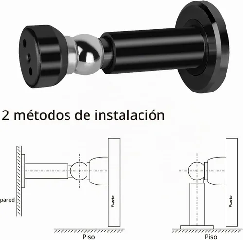 Vista 6 de Tope de puerta magnético de altura ajustable, tope magnético resistente, soporte de puerta de acero inoxidable 304 con montaje en pared y piso Negro