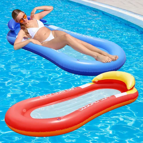 Vista 7 de Flotador de piscina para adultos, flotador inflable para piscina, balsa flotante, tumbonas con reposacabezas para playa, lago, piscina, piscina