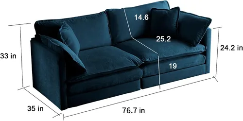 Vista 4 de Moderno juego de sofá modular de 3 piezas, asiento extra profundo, sofá modular en forma de L de gran tamaño con sofá biplaza y sofá individual