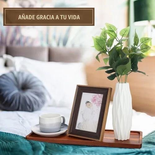 Vista 6 de Skylety Paquete de 15 bandejas de madera maciza para servir grandes de acacia para fiestas, tablero rectangular de charcutería con mango ranurado