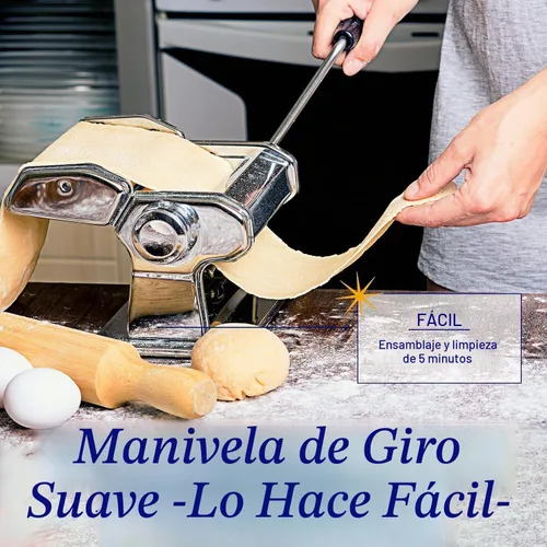 Vista 5 de Nuvantee Máquina para hacer pasta con 7 ajustes de grosor ajustable, máquina de fideos 3 en 1 con rodillos y 2 cortadores de ancho para espaguetis