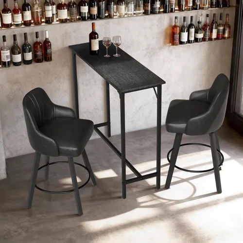 Vista 2 de VINGLI Mesa de bar de 43 pulgadas de alto, rectangular de madera, angosta, larga, altura de mostrador, para cocina, sala de estar, comedor, sofá