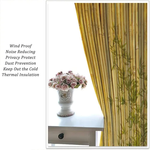 Vista 5 de Cortinas con estampado de bambú, asiático, japonés, naturaleza, bambú, elegante, bronceado, hogar, decoración para sala de estar, dormitorio