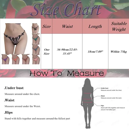 Vista 5 de Tangas de mariposa para mujer sexy tangas tangas lencería cómoda y suave