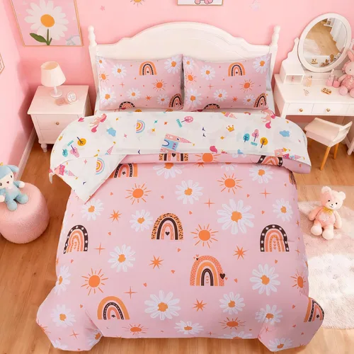 Vista 11 de Holawakaka Juego de edredón bohemio arcoíris tamaño individual con sábanas, juego de cama bohemio de 5 piezas con corazón, estrella y amor para Azul