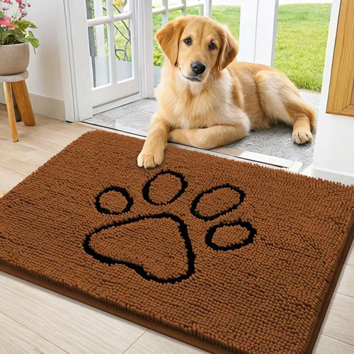 Vista 181 de Smiry Tapete para puerta de perro para patas fangosas, absorbente y Gris y negro