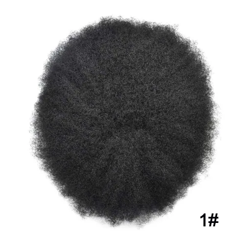 Vista 5 de Toupee - Unidad de cabello rizado afro para hombres negros, centro de encaje transpirable, cabello humano natural, inyección de mano afroamericana