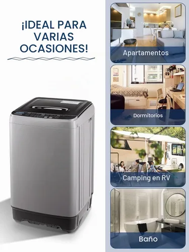 Vista 6 de Lavadora completamente automática con pantalla LED, bomba de drenaje portátil de 17.7 libras, 10 programas y 8 niveles de agua seleccionados, ideal