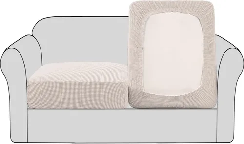 Vista 19 de H.VERSAILTEX - Fundas elásticas para cojín de sofá individual, fundas de asiento para silla de sofá, protector de cojín con tejido jacquard de sarga