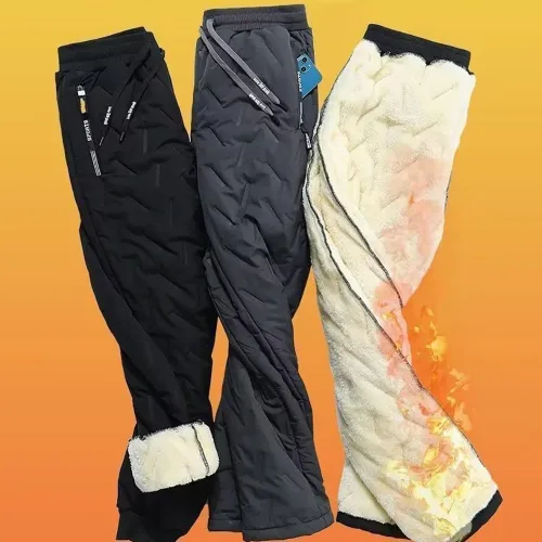 Vista 7 de KCRPM Pantalones deportivos unisex con forro polar de lana de cordero, pantalones deportivos gruesos y cálidos resistentes al agua