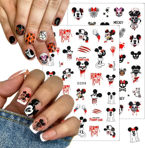 Vista 3 de 8 hojas de calcomanías de uñas de Halloween autoadhesivas 3D para Halloween, góticas, decoración de uñas, suministros de arte de uñas divertidas