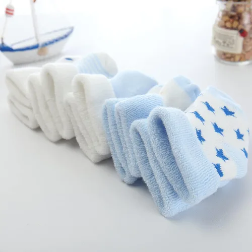 Vista 3 de Calcetines unisex de rizo para bebé, paquete de 5 unidades, para bebé y niña de 0 a 12 meses, calcetines de algodón cálido