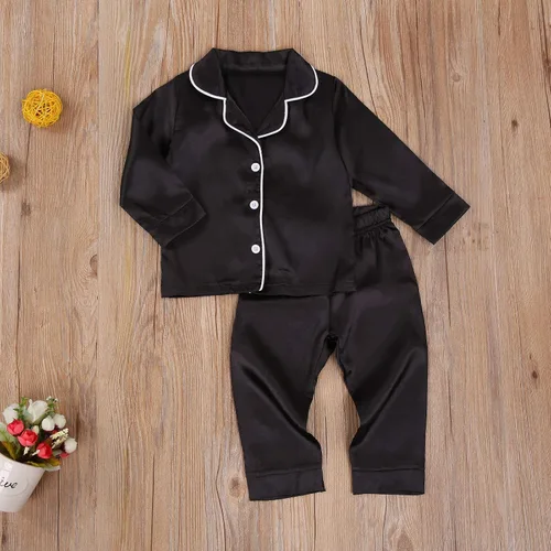 Vista 127 de Conjunto de pijama de manga larga con botones para niña pequeña, conjunto de ropa de dormir