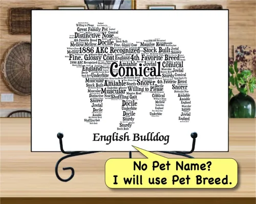 Vista 3 de PetArt.us Bulldog inglés – Impresión artística personalizada – Nombre de mascota personalizado, regalo para los amantes de los perros o recuerdo