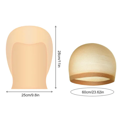 Vista 2 de Gorra sin cabello para Halloween, gorras sin cabello para maquillaje, peluca sin cabello, accesorio de disfraz para adultos, mujeres y hombres, Tez