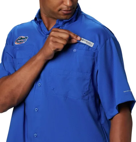Vista 3 de Columbia NCAA Camisa Tamiami de Manga Corta para Hombre Universitaria Tallas Grandes y Altas Fla - Azul