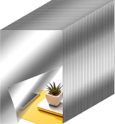 Vista 11 de Zonon Hojas de espejo flexibles autoadhesivas, azulejos de espejo que no son de cristal, adhesivos de espejo para decoración de pared del hogar