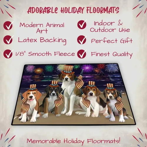Vista 2 de Doggie of the Day American English Foxhound Dogs Floor Mat - 4th of July Independence Day - Best Dog Doormat - Protector Decor - Unique Portrait Art