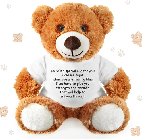 Vista 10 de Lenwen Un regalo de abrazo de oso para mujeres, pésame pronto, condolencias para mujeres, peluche de animal de peluche, abrazo pensando en ti, Azul