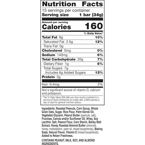 Vista 3 de Nature Valley Barras de granola de nueces dulces y saladas, maní, 15 barras, 18 onzas
