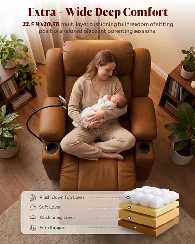 Vista 7 de Silla reclinable giratoria eléctrica con reposabrazos ajustables Marrón
