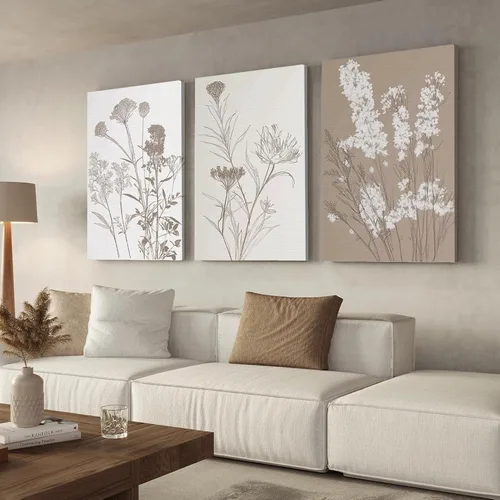 Vista 7 de Wivsev Arte de pared floral, lienzo de flores silvestres, decoración de pared de arte bohemio para dormitorio, sala de estar, baño