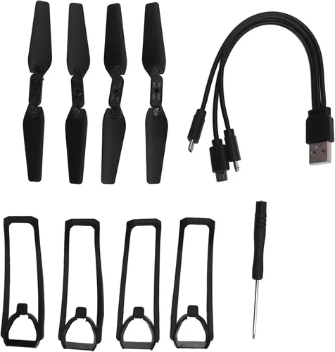 Vista 7 de Bewinner Kit de piezas de repuesto para drones E88 / E99 / K3 / E100 4 hélices y 4 cubiertas protectoras, plástico ligero, compatibilidad
