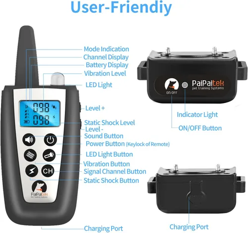 Vista 8 de PaiPaitek Collar automático de ladridos con control remoto para perros grandes, rango de hasta 3300 pies de alcance combinado de collar de corteza