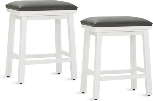 Vista 29 de ALPHA HOME Taburete de bar, taburete de cocina de silla de montar de madera maciza con cojín de tela de lino beige, taburete de bar de altura