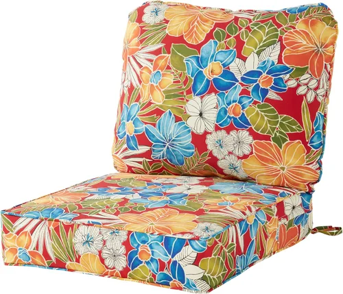 Vista 12 de Greendale Home Fashions Juego de cojines de asiento profundo para exterior de 2 piezas, Adobe Ártico