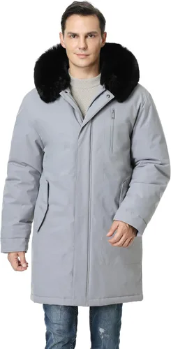 Vista 3 de Abrigo de invierno impermeable para hombre, cálido y largo, parka, resistente al viento y al agua, con capucha
