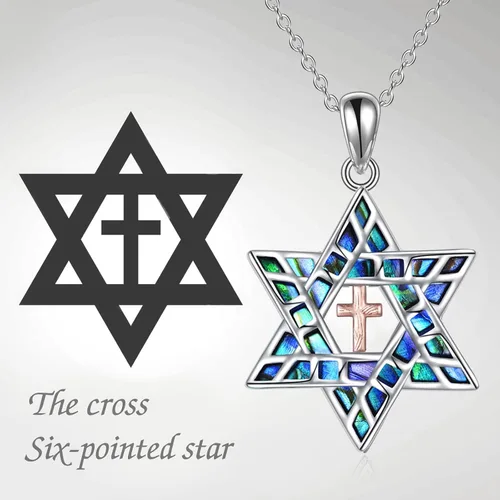 Vista 6 de YFN Collar de plata de ley con estrella de David, joyería cristiana judía con cadena de 18 pulgadas