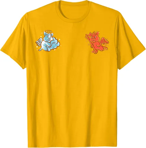 Vista 93 de Camiseta de gato ángel y diablo sentado en tu hombro Nerd Kitten, Negro