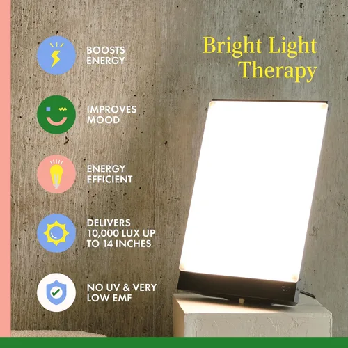 Vista 2 de Northern Light Technologies Boxelite Lámpara de Terapia de Luz Brillante de 10,000 Lux – Lámpara de Escritorio de Luz Solar de Espectro Completo Sin