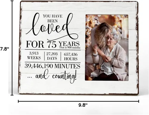 Vista 6 de FONDCANYON Marco de fotos con texto en inglés "You Have Been Loved for 75 años", marco de fotos para regalos de cumpleaños 75, gran regalo