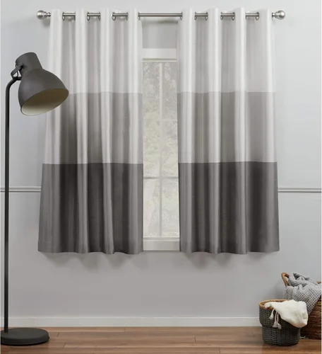 Vista 11 de Exclusive Home Curtains Chateau Rayed Sky Silk Grommet Top Top Curtain Panel Panel, 54x96, Pearl Black, 2 Count Perla negra