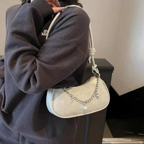Vista 2 de Minimalista y elegante nuevo bolso bandolera versátil para mujer, bolso de hombro y axilas tamaño 8.3 * 3.1 * 5.1 in