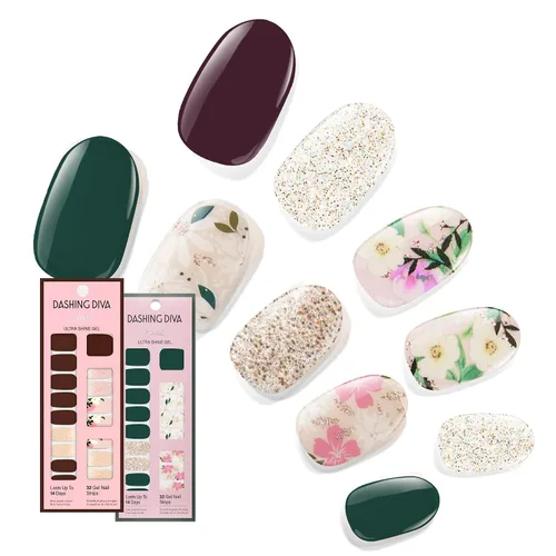 Vista 14 de Dashing Diva Paquete de tiras de uñas brillantes, la colección más vendida, Lavender Dreams & After Glow - Sin rayos UV, resistentes al
