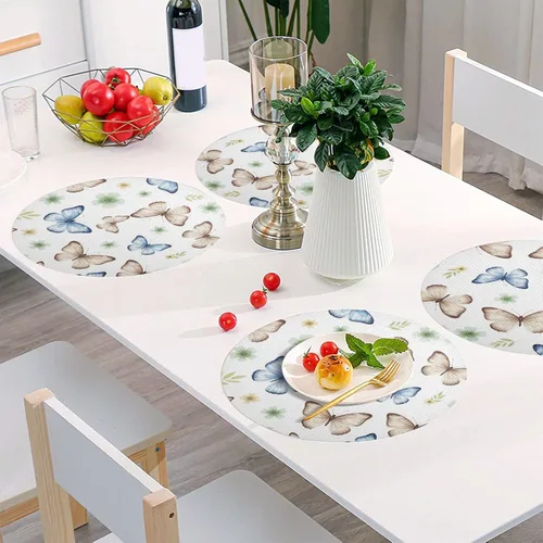 Vista 6 de Watercolor Butterflies Blue Place Mats, Non Slip Washable Plate Mat for Kitchen Table one sizex1