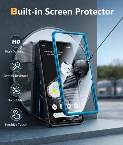 Vista 3 de FNTCASE Funda para teléfono Google Pixel 7-Pro: protección a prueba de golpes con protector de pantalla integrado y función atril, resistente