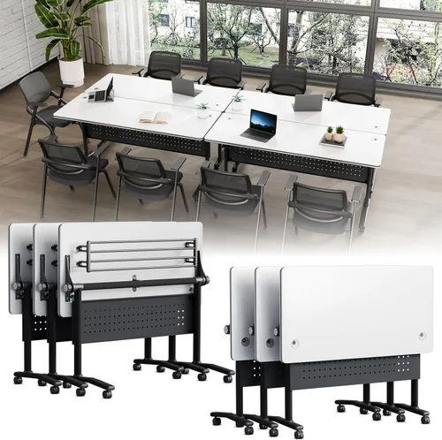 Vista 10 de Folding Conference Table with Wheels, Modular Foldable Conference Room Training Tables for Training Rooms, Flip Top Mobile Rolling Meeting Seminar