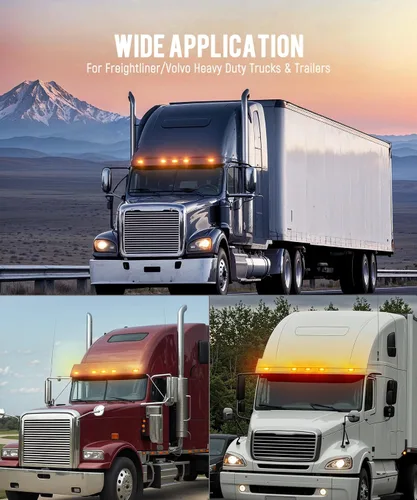 Vista 8 de Partsam 5 luces rectangulares ámbar 6 LED parte superior transparente para Freightliner Volvo