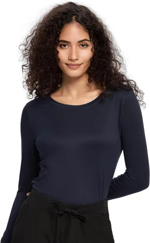 Vista 19 de COZYFIT Underscrub de manga larga para mujer - Blusas de uniforme para enfermeras con cuello redondo y tela suave Blanco