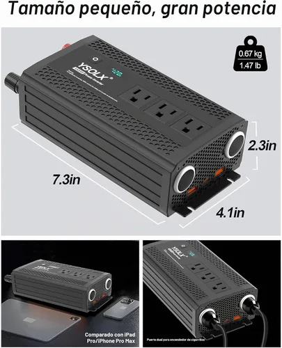 Vista 8 de YSOLX Inversor de corriente de 1000 vatios de 12 V CC a 110 V/120 V CA